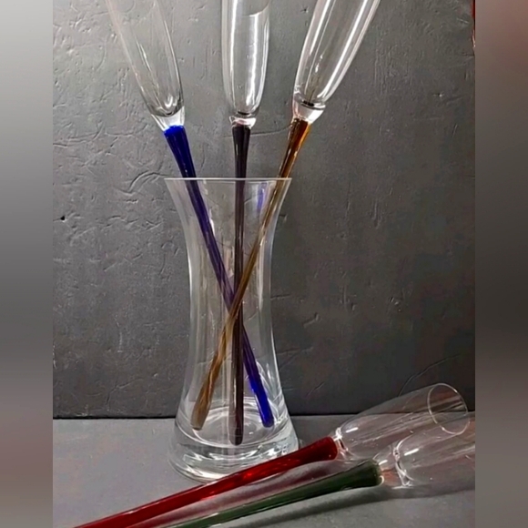 Artland Other - Artland Champagne Flutes With Display Vase HandBlown Glasses